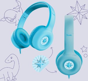 Trust sluchátka Nouna Kids Headphones, Modrá mikrofon